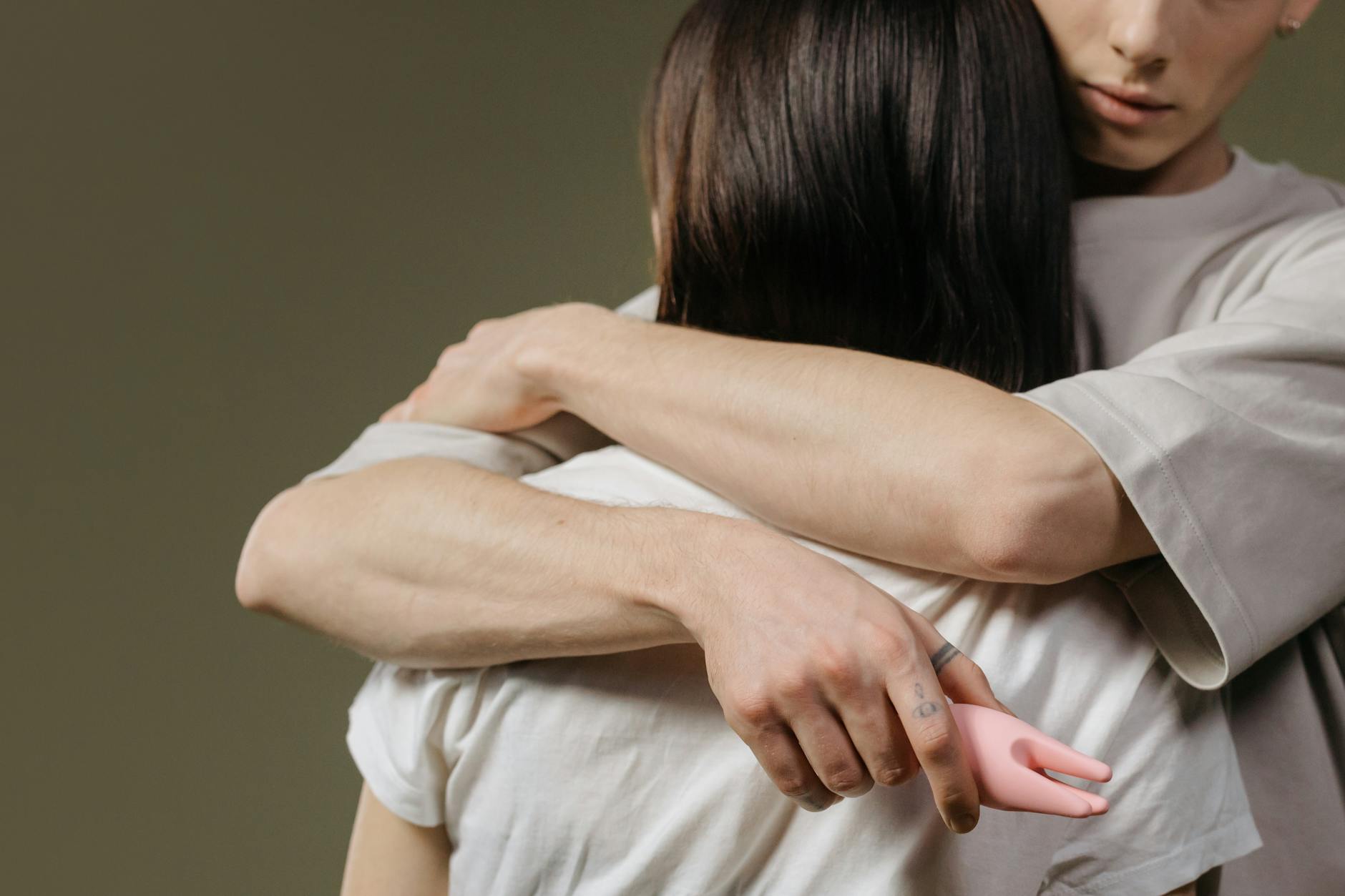 Close-up of a couple embracing with intimacy and emotional connection